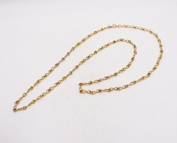 -Alessi Domenico 1970 Retro Modern Twisted Long Chain In Solid 18Kt Yellow Gold