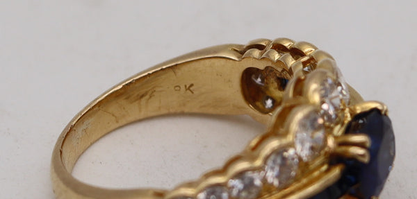 -Andre Vassort 1970 Ring In 18Kt Gold With 4.86 Ctw In Diamonds And Sapphires