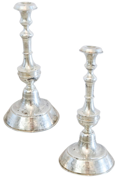 AUSTRIAN HUNGARIAN Empire 1870 Pair Of Tall Table Candlestick In .800 Silver