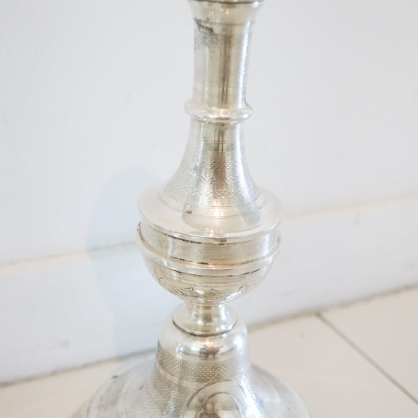 AUSTRIAN HUNGARIAN Empire 1870 Pair Of Tall Table Candlestick In .800 Silver