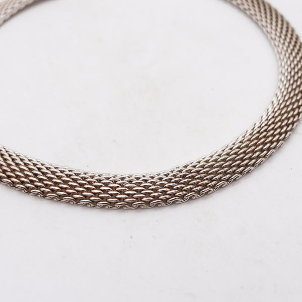 -Tiffany & Co. Vintage Woven Necklace Choker  In Solid .925 Sterling Silver