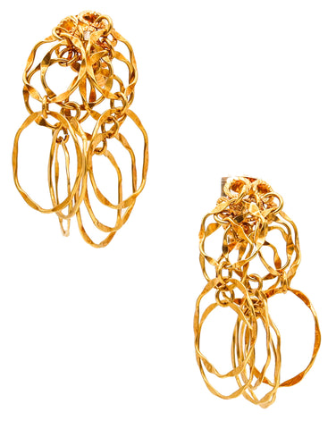 CARTIER Roma 1970 Kinetic Dangle Circles Drops Earrings In 18Kt Yellow Gold