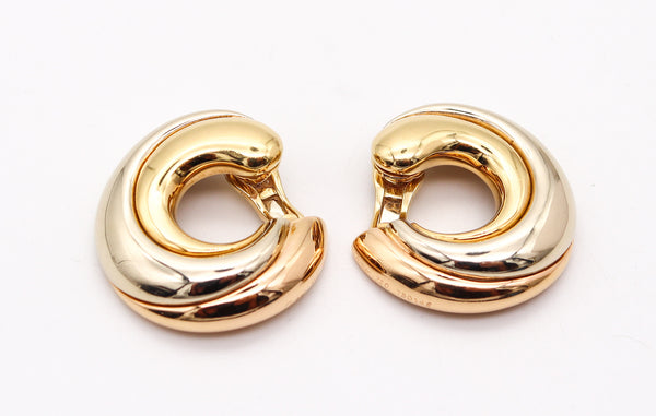 CARTIER Paris Bold Clips-On Hoops Earrings In Three Tones Of Solid 18Kt Gold