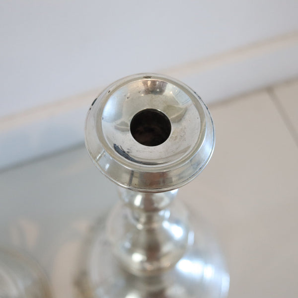 AUSTRIAN HUNGARIAN Empire 1870 Pair Of Tall Table Candlestick In .800 Silver