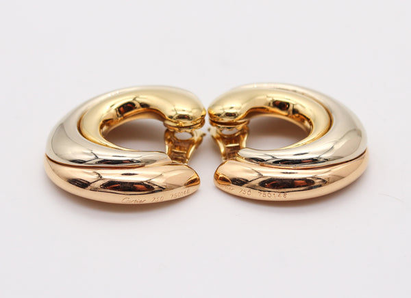 CARTIER Paris Bold Clips-On Hoops Earrings In Three Tones Of Solid 18Kt Gold