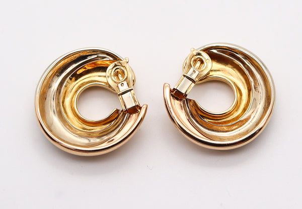 CARTIER Paris Bold Clips-On Hoops Earrings In Three Tones Of Solid 18Kt Gold