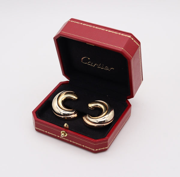 CARTIER Paris Bold Clips-On Hoops Earrings In Three Tones Of Solid 18Kt Gold