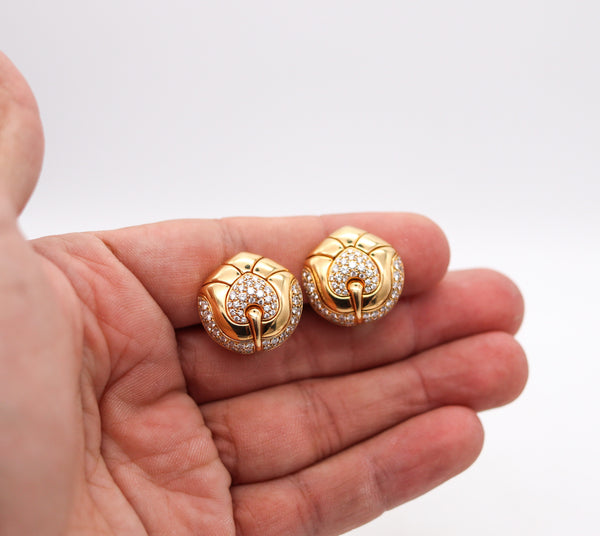 -Bvlgari Roma Clips Earrings In 18Kt Yellow Gold With 2.88 Cts In VS Diamonds