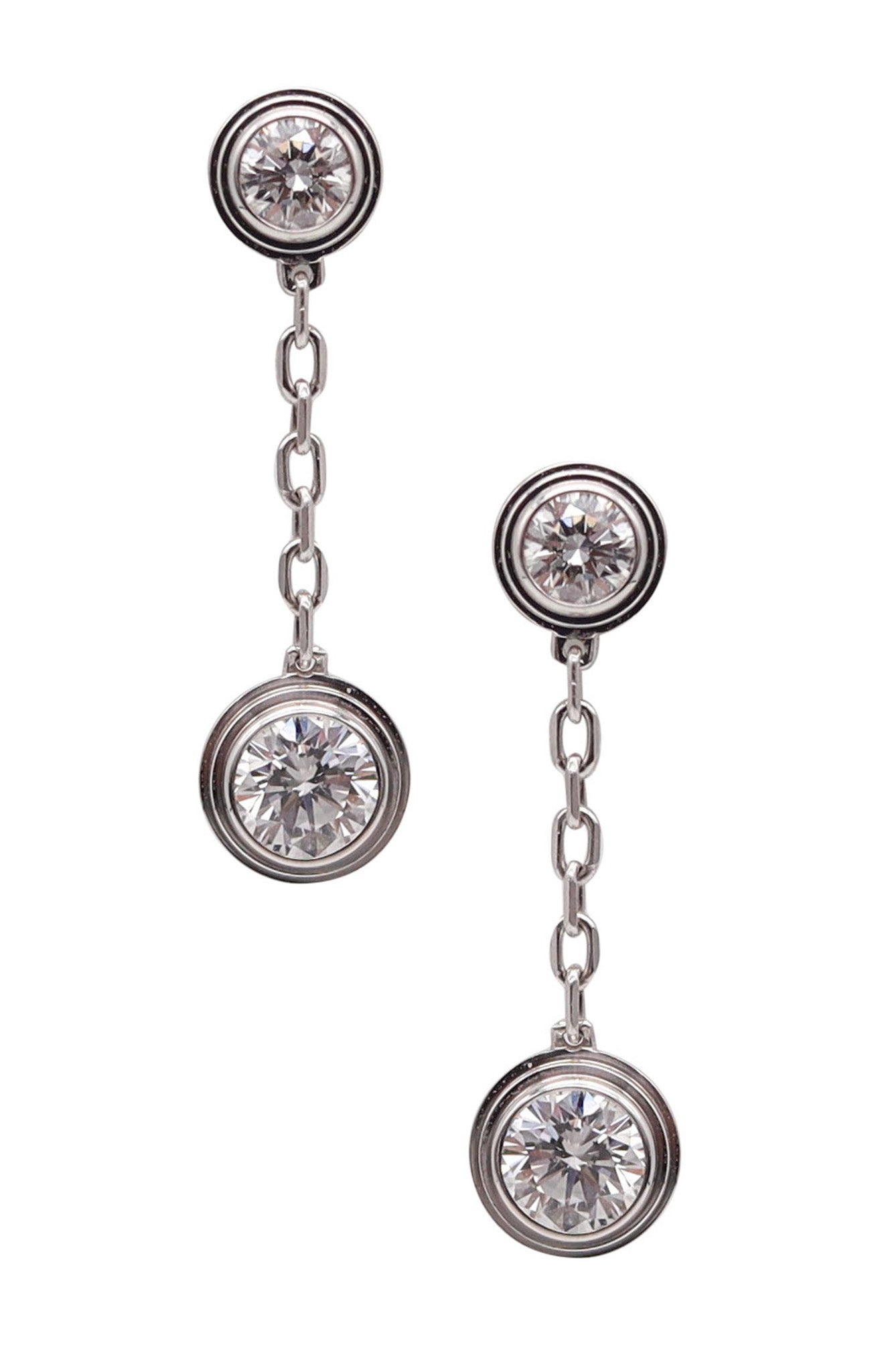 Cartier D'Amour Dangle Drop Earrings In 18Kt White Gold With