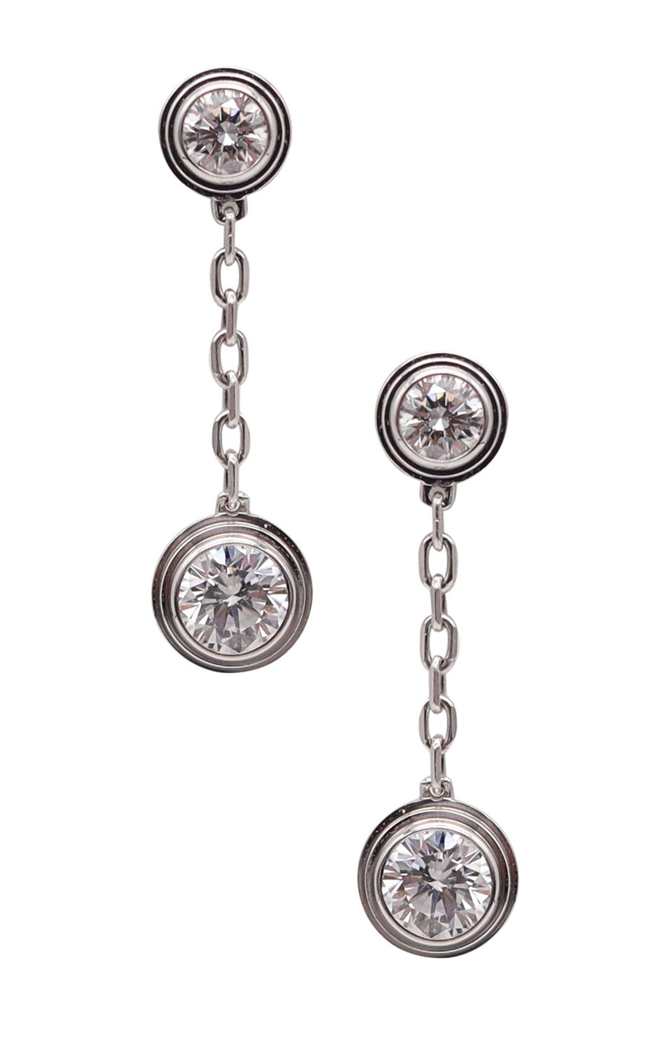 -Cartier D'Amour Dangle Drop Earrings In 18Kt White Gold With VVS Diamonds