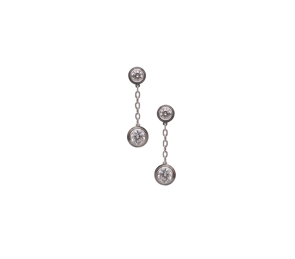 -Cartier D'Amour Dangle Drop Earrings In 18Kt White Gold With VVS Diamonds