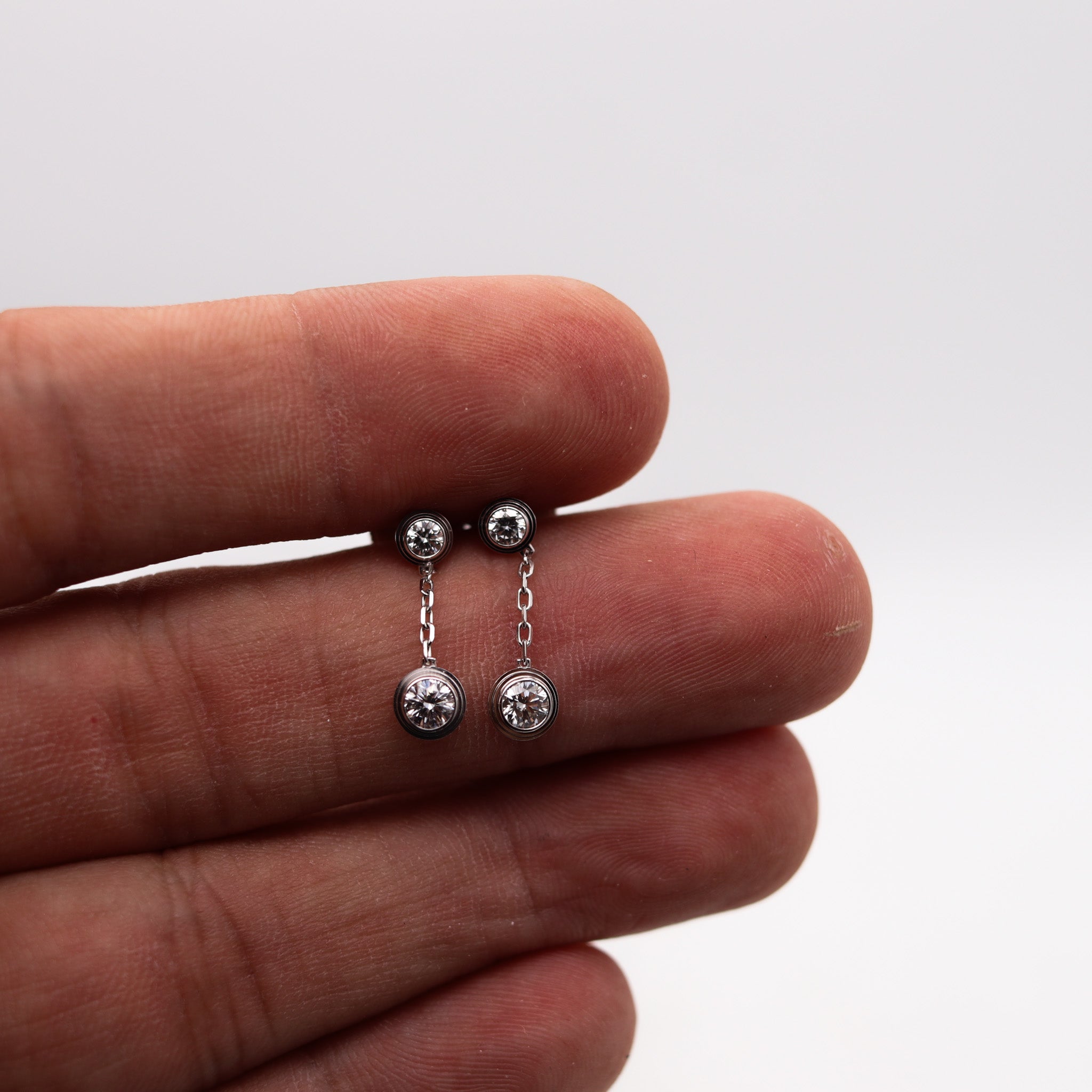 Cartier D'Amour Dangle Drop Earrings In 18Kt White Gold With