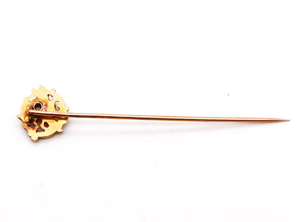 ENGLAND 1890 Neo Gothic Stick Pin With Griffin In 18Kt Gold With Diamond