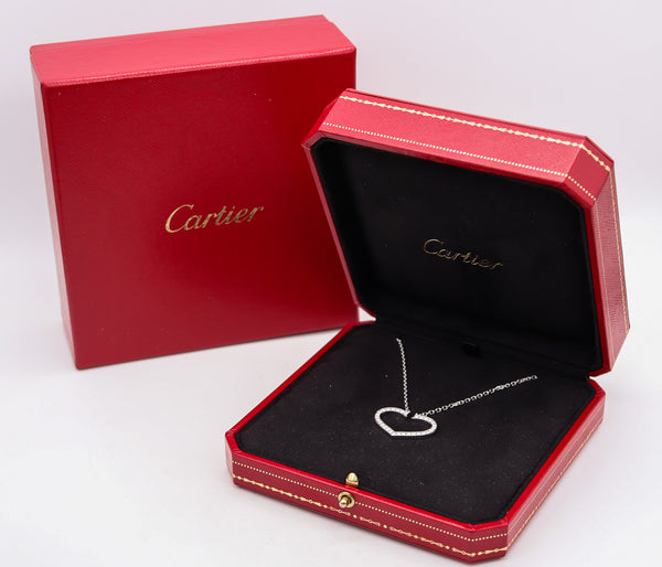 -Cartier C Heart Necklace In 18Kt White Gold With 1.55 Ctw In VVS Diamonds