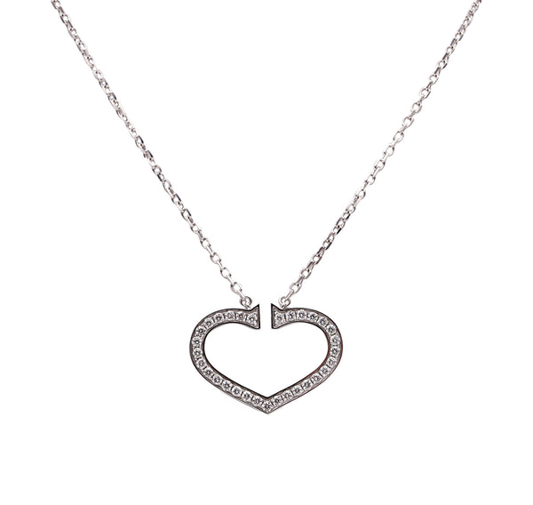 -Cartier C Heart Necklace In 18Kt White Gold With 1.55 Ctw In VVS Diamonds