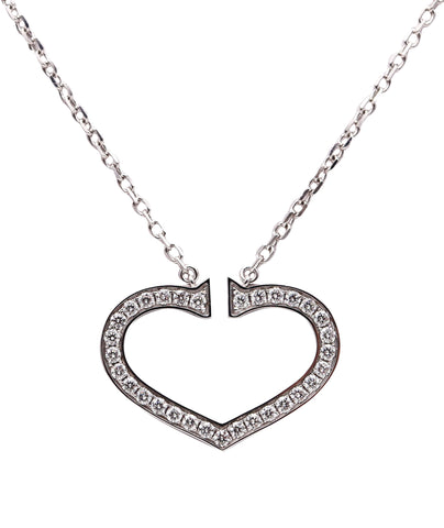 -Cartier C Heart Necklace In 18Kt White Gold With 1.55 Ctw In VVS Diamonds