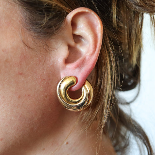 CARTIER Paris Bold Clips-On Hoops Earrings In Three Tones Of Solid 18Kt Gold