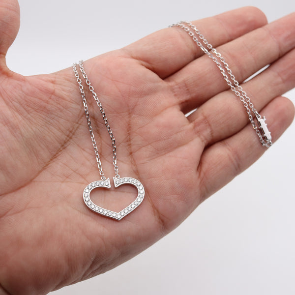 -Cartier C Heart Necklace In 18Kt White Gold With 1.55 Ctw In VVS Diamonds