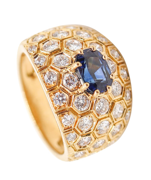 MAUBOUSSIN Paris Cocktail Ring In 18Kt Gold With 3.24 Cwt. In Sapphire & Diamonds