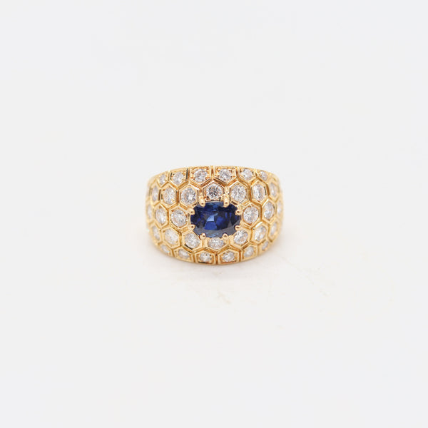 MAUBOUSSIN Paris Cocktail Ring In 18Kt Gold With 3.24 Cwt. In Sapphire & Diamonds