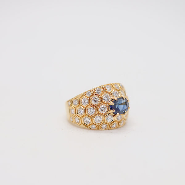 MAUBOUSSIN Paris Cocktail Ring In 18Kt Gold With 3.24 Cwt. In Sapphire & Diamonds
