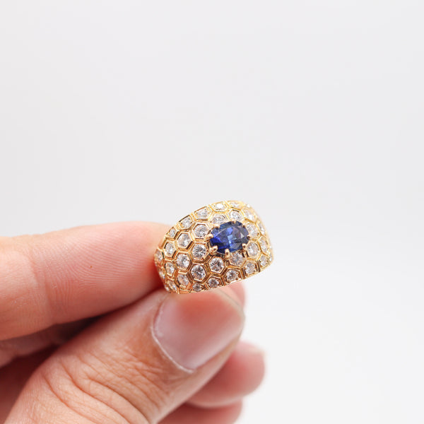 MAUBOUSSIN Paris Cocktail Ring In 18Kt Gold With 3.24 Cwt. In Sapphire & Diamonds