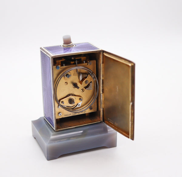 CARTIER Paris 1909 Belle Epoque Enamel Repeater Carriage Clock In Sterling Agate