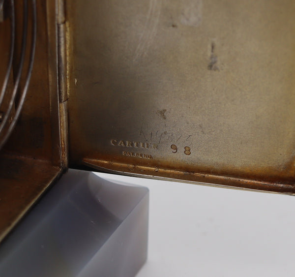 CARTIER Paris 1909 Belle Epoque Enamel Repeater Carriage Clock In Sterling Agate