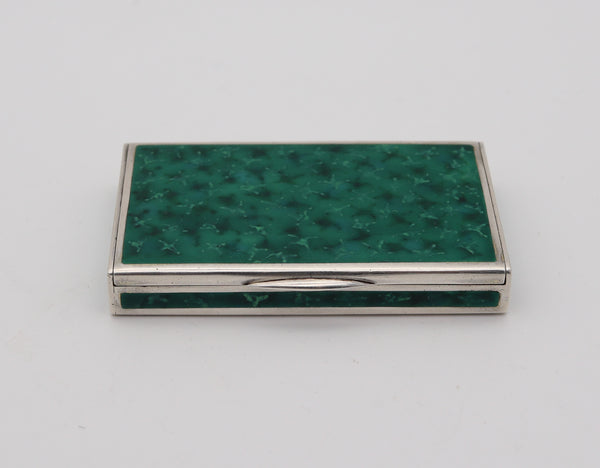 LOUIS KUPPENHEIM 1925 Trompe L'œil Malachite Enameled Box In .935 Sterling Silver