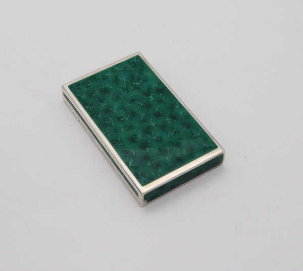 LOUIS KUPPENHEIM 1925 Trompe L'œil Malachite Enameled Box In .935 Sterling Silver