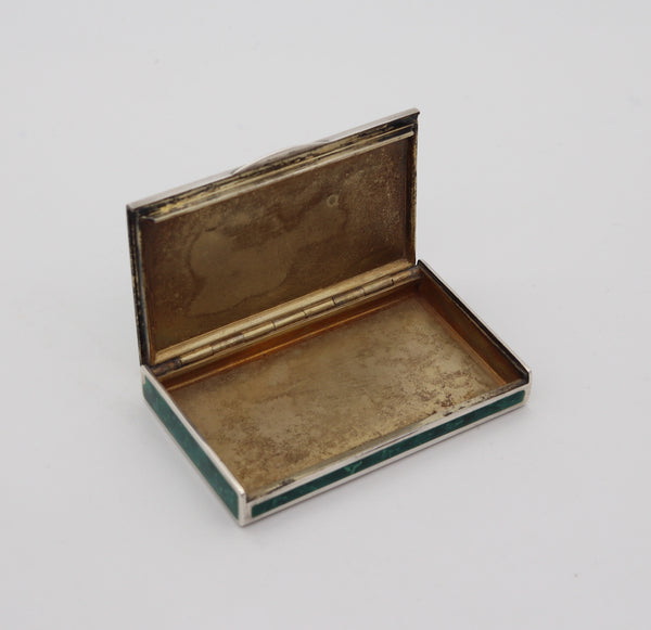 LOUIS KUPPENHEIM 1925 Trompe L'œil Malachite Enameled Box In .935 Sterling Silver