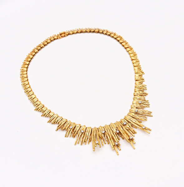 MARCHAK Paris 1950 Retro Modernist Necklace In 18Kt Gold With Diamonds