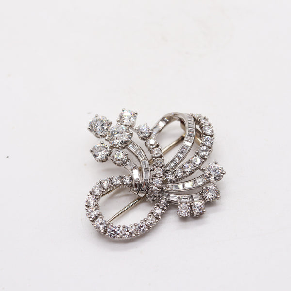 CARTIER 1940 Art-Deco Brooch In Platinum With 9.61 Cwt In VS Diamonds With Box