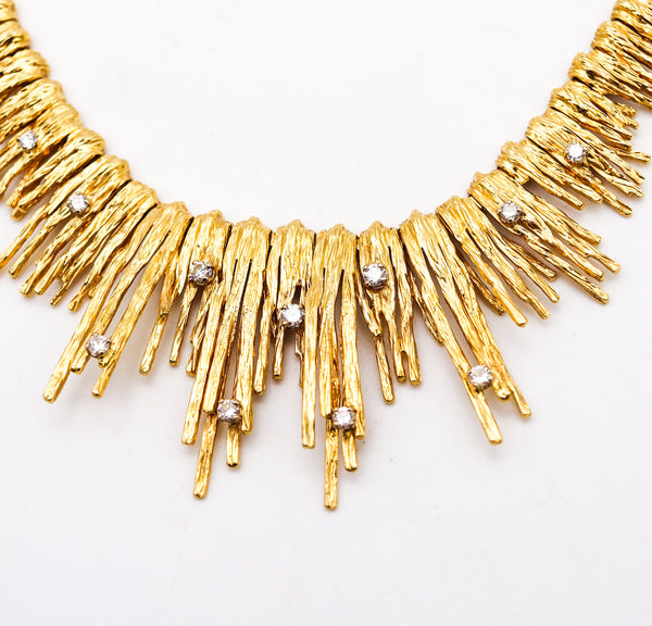 MARCHAK Paris 1950 Retro Modernist Necklace In 18Kt Gold With Diamonds