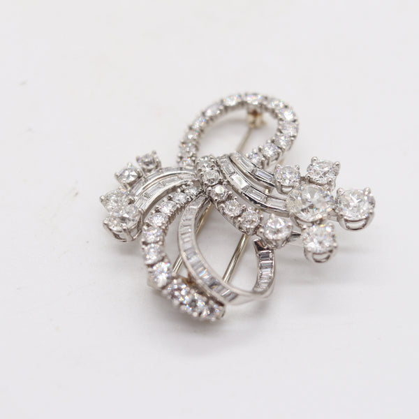 CARTIER 1940 Art-Deco Brooch In Platinum With 9.61 Cwt In VS Diamonds With Box