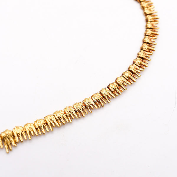 MARCHAK Paris 1950 Retro Modernist Necklace In 18Kt Gold With Diamonds