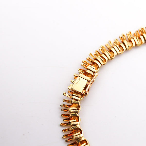 MARCHAK Paris 1950 Retro Modernist Necklace In 18Kt Gold With Diamonds