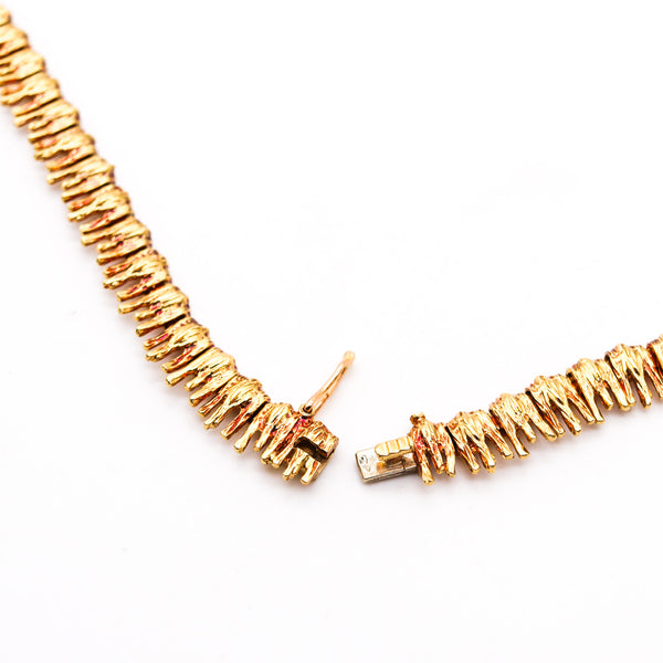 MARCHAK Paris 1950 Retro Modernist Necklace In 18Kt Gold With Diamonds