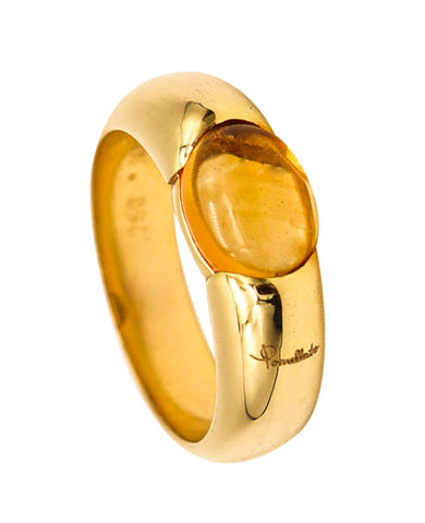 -Pomellato Milan Candy Ring In 18Kt Yellow Gold With 4.75 Cts Orange Citrine