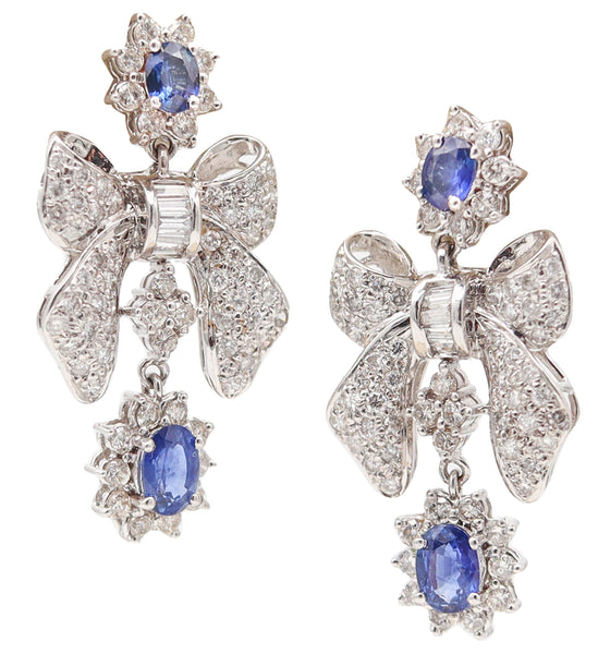 CLASSIC 1960 Dangle Earrings In 14Kt White Gold With Diamonds & Sapphires