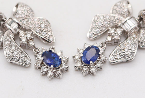 CLASSIC 1960 Dangle Earrings In 14Kt White Gold With Diamonds & Sapphires
