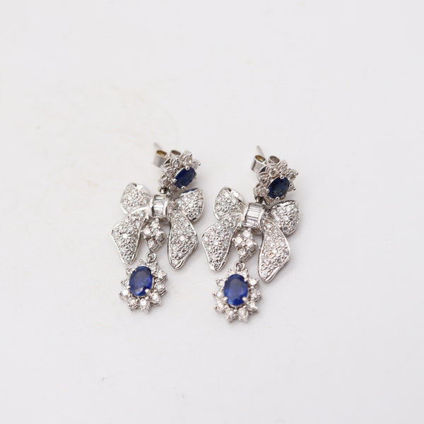 CLASSIC 1960 Dangle Earrings In 14Kt White Gold With Diamonds & Sapphires
