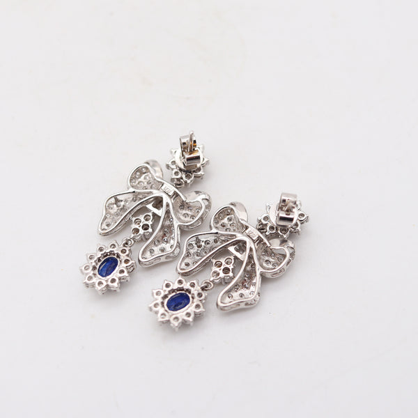 CLASSIC 1960 Dangle Earrings In 14Kt White Gold With Diamonds & Sapphires