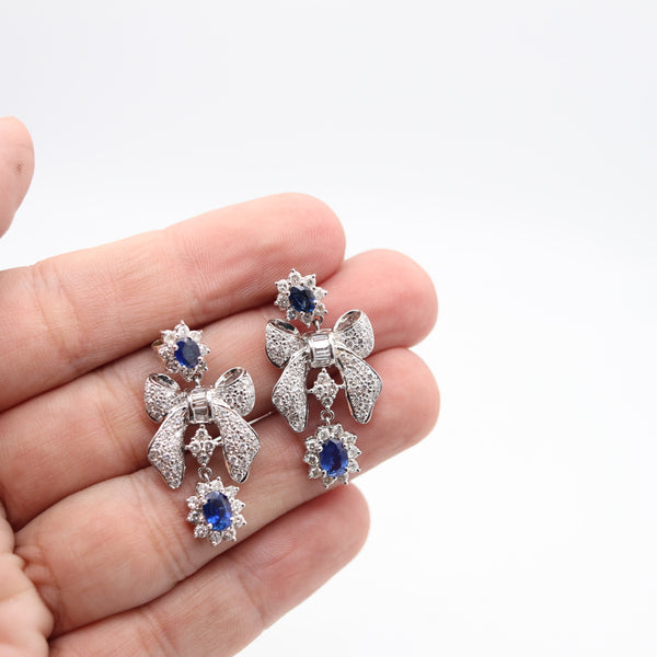 CLASSIC 1960 Dangle Earrings In 14Kt White Gold With Diamonds & Sapphires