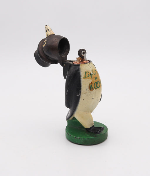 WILLIE KOOL 1938 The Penguin Figural Bar And Table-Desk Petrol Lighter