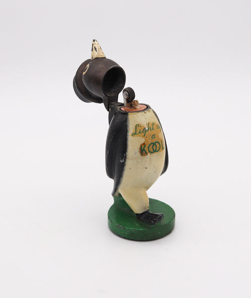 WILLIE KOOL 1938 The Penguin Figural Bar And Table-Desk Petrol Lighter