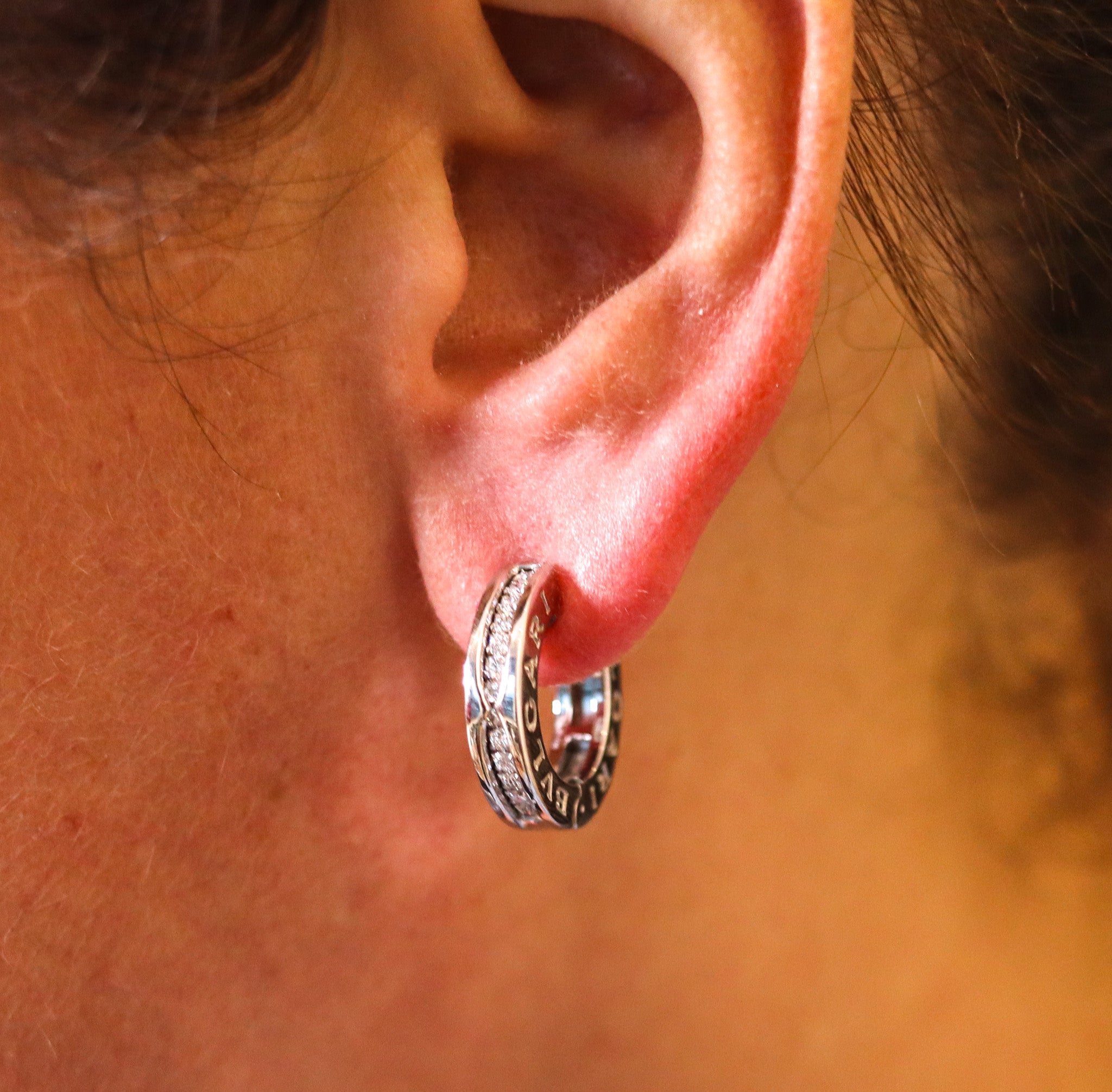 Bvlgari Signatures B Zero Huggie Earrings In 18Kt White Gold