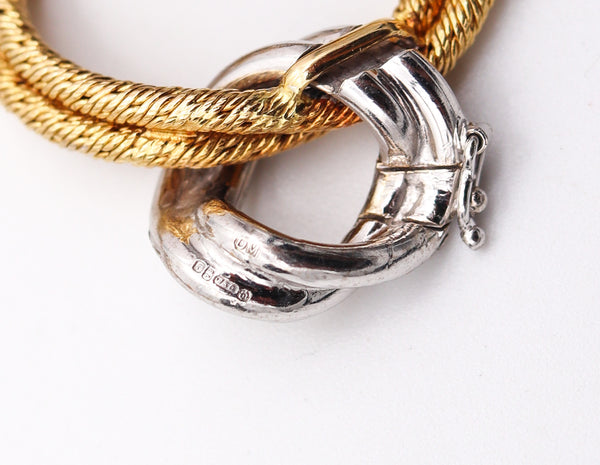GORGES L'ENFANT 1972 Gourmettes Mailles Bracelet In Two Tones 18Kt Gold