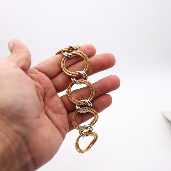 GORGES L'ENFANT 1972 Gourmettes Mailles Bracelet In Two Tones 18Kt Gold
