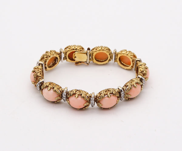 LA TRIOMPHE 1970 Modernist Bracelet 14Kt Gold With 53.38 Ctw In Diamonds And Coral